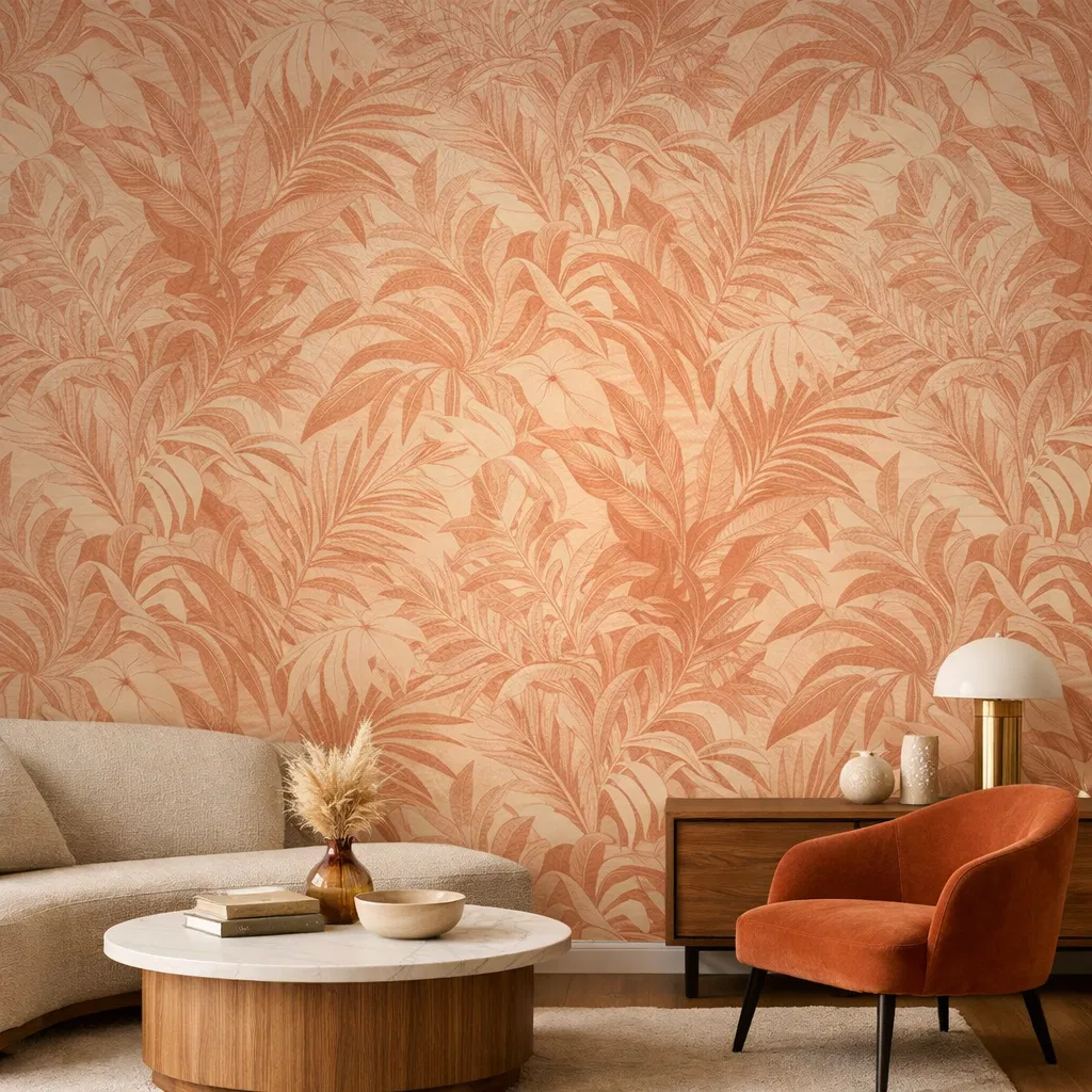Botanical accent wall installation
